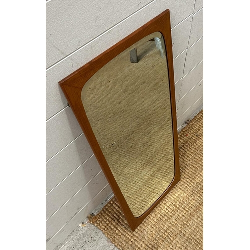 259 - A Danish Mid Century wall hanging mirror 70cm x 37cm