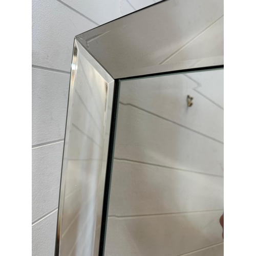 261 - A contemporary bedroom mirror with a mirrored frame 178cm x 76cm