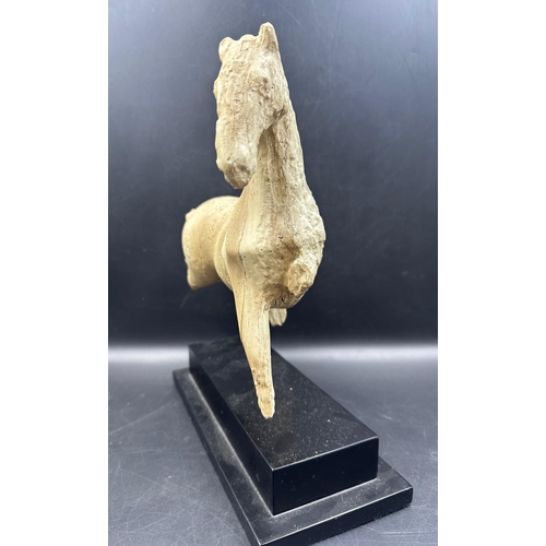 268 - A contemporary impressionist wooden sculpture of a horse on plinth Height 27cm