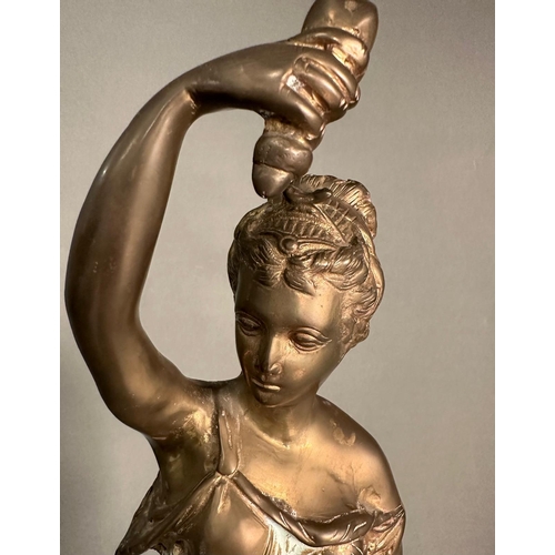 270 - A brass sculpture of the Goddess Thetis, Goddess of the Sea in the classical pose (H57cm)