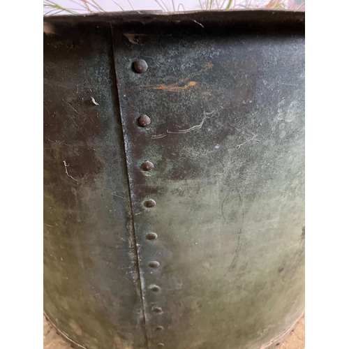 347 - A large galvanised rivetted copper planter/cauldron