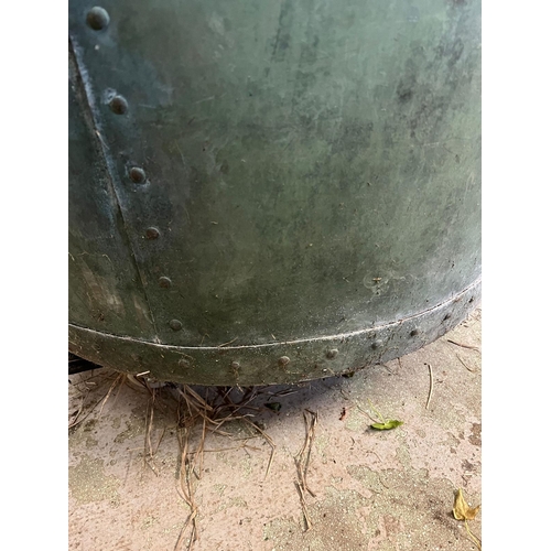 347 - A large galvanised rivetted copper planter/cauldron