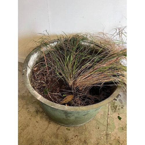 347 - A large galvanised rivetted copper planter/cauldron