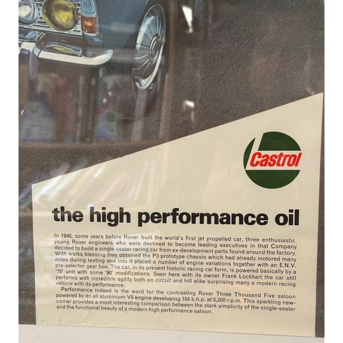 359 - A vintage Rover Recommend Castrol GTX poster featuring the Rover P3 and the Rover 3500 Saloon car, f... 