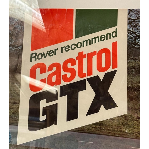 359 - A vintage Rover Recommend Castrol GTX poster featuring the Rover P3 and the Rover 3500 Saloon car, f... 