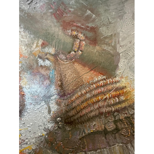 362 - An oil on canvas of a tribal dance scene signed and dated lower right  Oswald Anayo Uruakpa 2012 Nig... 