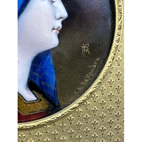 380 - D'Apres Emile Albert De Mandre (French 1869 -) Continental gilt metal framed miniature portrait of b... 