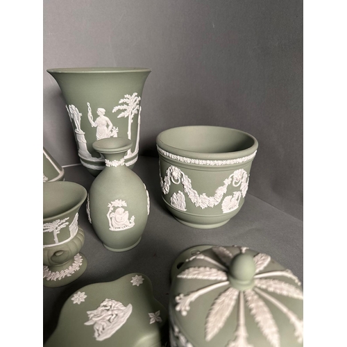 394 - A large selection of Wedgwood jasperware, various shapes and styles.