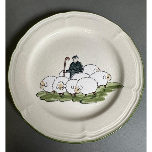 421 - A quantity of vintage Tariffing West German Shepherd, sheep ceramics to include teapot, terrine, pla... 