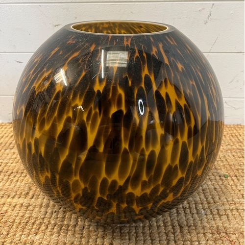 435 - A large globe style vase in a tortoise shell pattern  H31cm