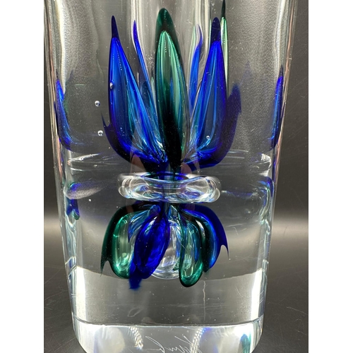 446 - A Sommerso single stem glass vase signed to base approximately 27cm H