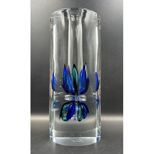 446 - A Sommerso single stem glass vase signed to base approximately 27cm H