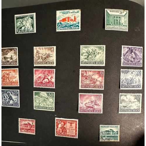 454 - A WWII era German stamp album with a range of various stamps, denominations and issues.