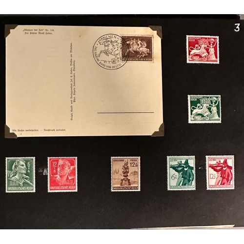 454 - A WWII era German stamp album with a range of various stamps, denominations and issues.