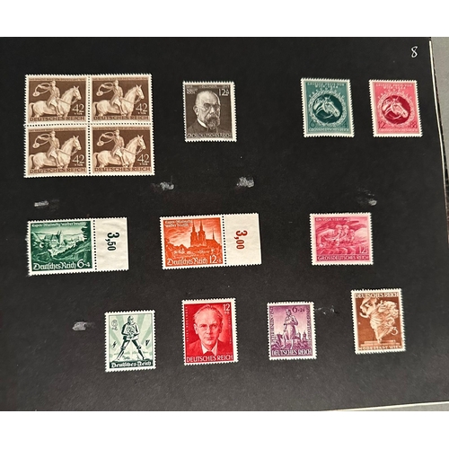 454 - A WWII era German stamp album with a range of various stamps, denominations and issues.