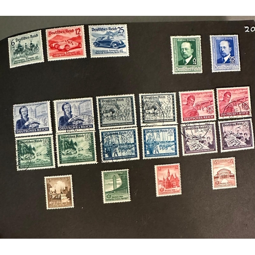 454 - A WWII era German stamp album with a range of various stamps, denominations and issues.