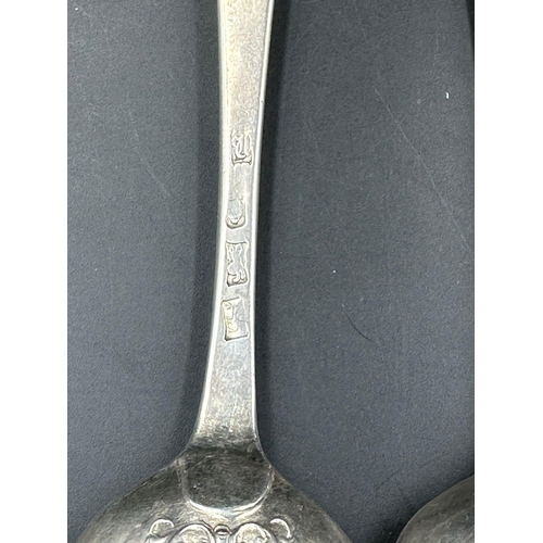 471 - Three silver spoons,two late 18th Century and the other hallmarked for London 1807