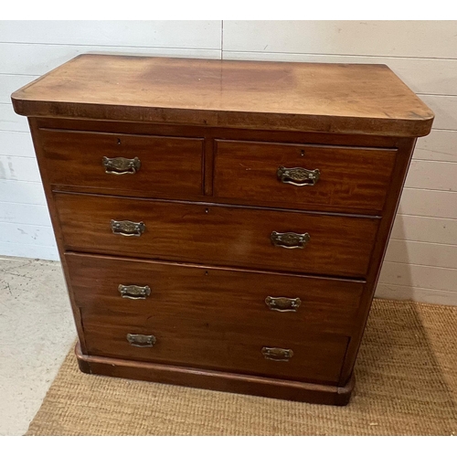 5 - A mahogany two over three chest of drawers (H110cm W103cm D47cm)