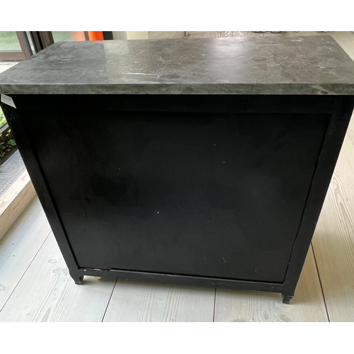 55 - A French style side cabinet with marble top (H87cm W100cm D50cm)