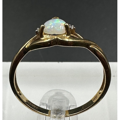 608 - A 9ct gold opal ring, approximate size S1/2, and weight 1.6g