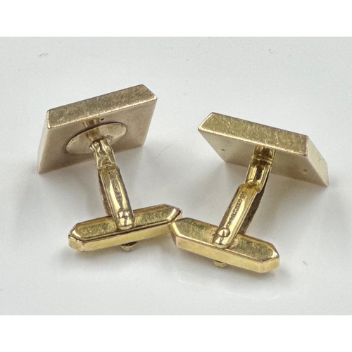 632 - A pair of blue stone 9ct gold gents cuff links, approximate total weight 12.6g