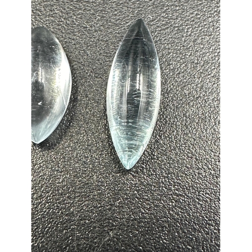 677 - Three natural marquise cabachon aquamarines stones 0.35ct