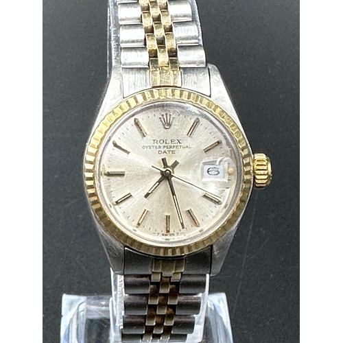 688 - Vintage Rolex lady date steel and 18ct gold wristwatch. 26mm case. Jubilee strap. Automatic movement... 