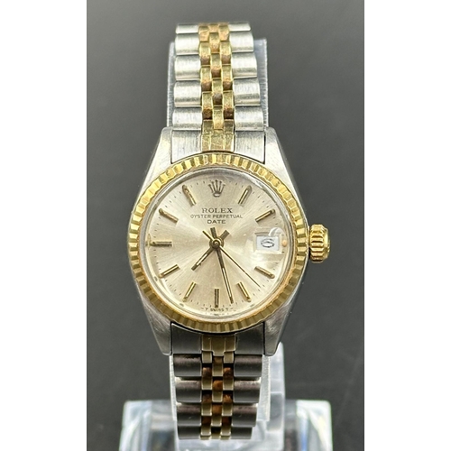 688 - Vintage Rolex lady date steel and 18ct gold wristwatch. 26mm case. Jubilee strap. Automatic movement... 