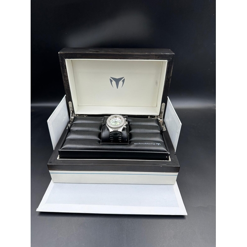 701 - A Technomarine Technolady chrono DTLC05 with diamond bezel, box, outer box and papers