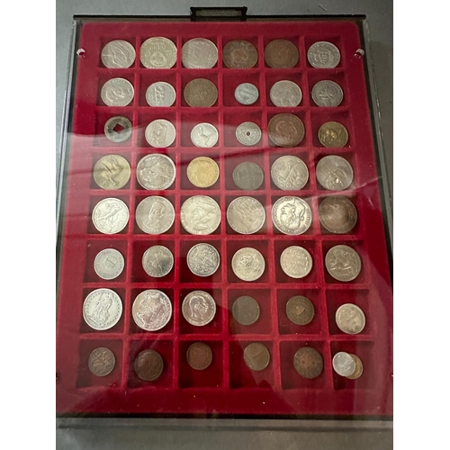 711 - A selection of world coins in seven trays, including Indian, Russian etc.