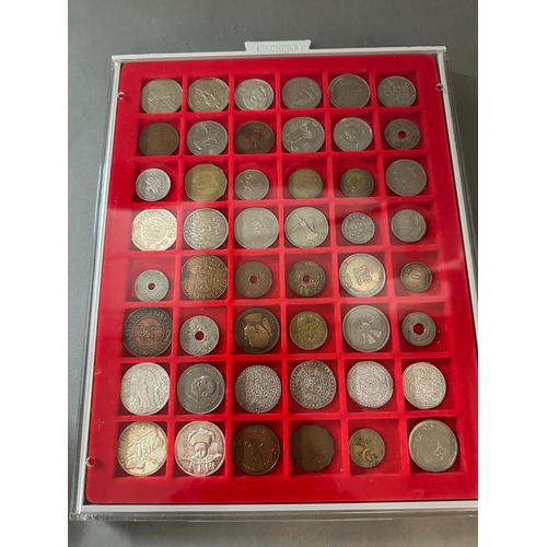 711 - A selection of world coins in seven trays, including Indian, Russian etc.