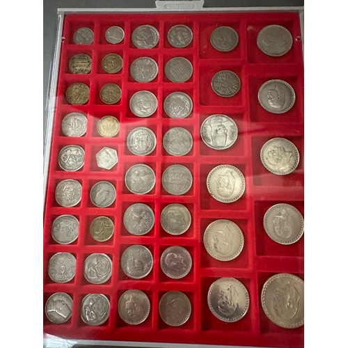 711 - A selection of world coins in seven trays, including Indian, Russian etc.