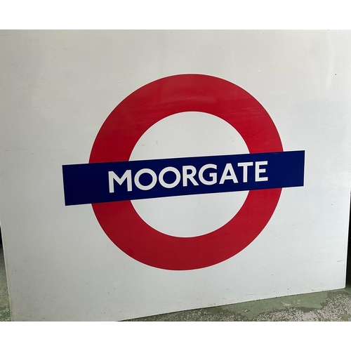 747 - A large metal London underground sign from Moorgate station 149cm x 119cm