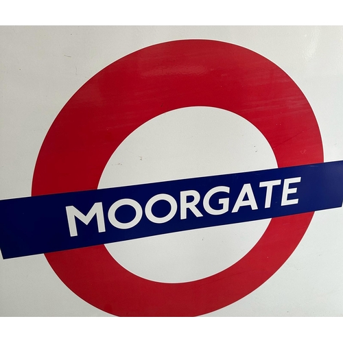 747 - A large metal London underground sign from Moorgate station 149cm x 119cm