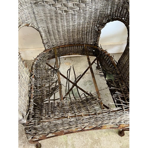 75 - A pair of reclaimed wire work chairs with fig leaf's AF