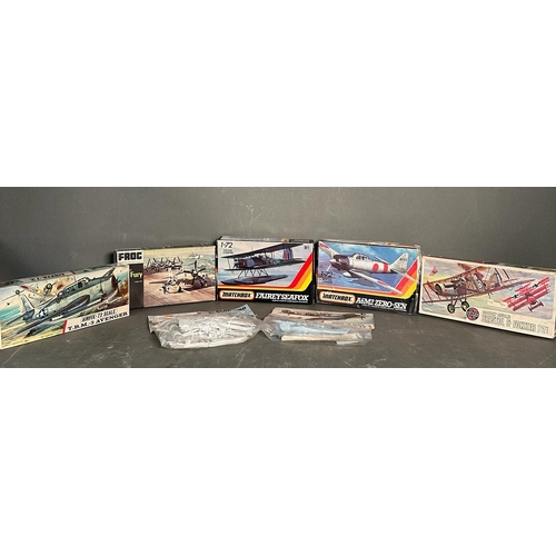 824 - A selection of boxed and unboxed model kits to include Matchbox, Airfix and Frog