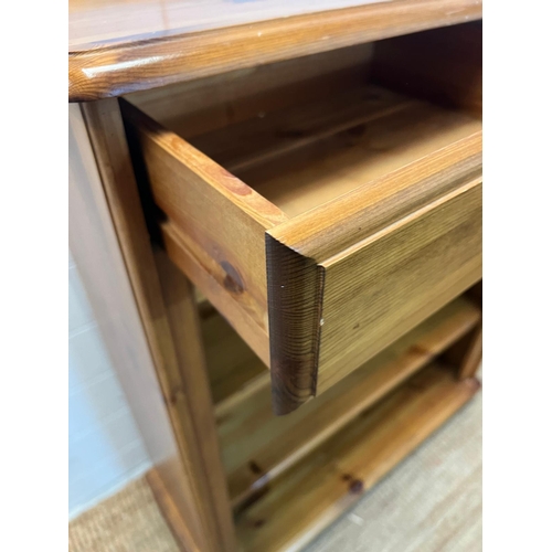 89 - A pine open side cabinet with two small drawers to top (H100cm W81cm D31cm)