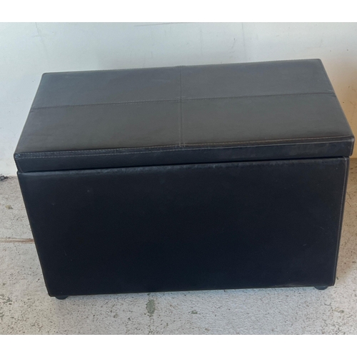 106 - A leather ottoman or storage box (H52cm W78cm D40cm)