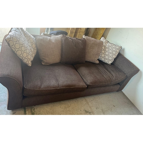 108 - A three seater brown sofa by DFS (H74cm W235cm D100cm SH42cm)