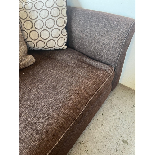 108 - A three seater brown sofa by DFS (H74cm W235cm D100cm SH42cm)