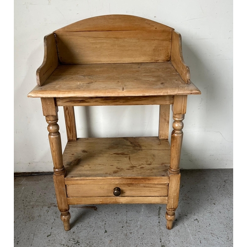 110 - A pine washstand with galleried top (H96cm W61cm D44cm)