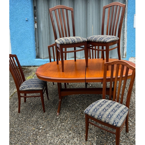 113 - A Stag dining table and six chairs (H73cm W170cm D100cm)