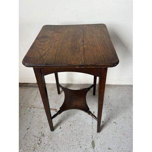 126 - An oak square side table (H71cm Sq40cm)