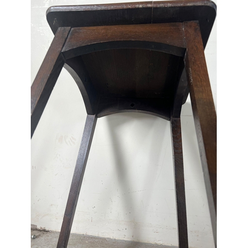 126 - An oak square side table (H71cm Sq40cm)