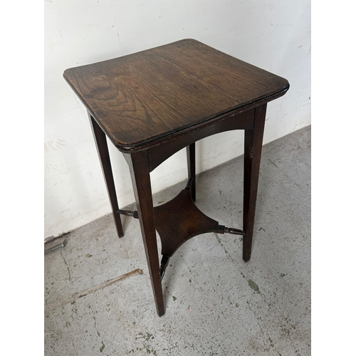 126 - An oak square side table (H71cm Sq40cm)