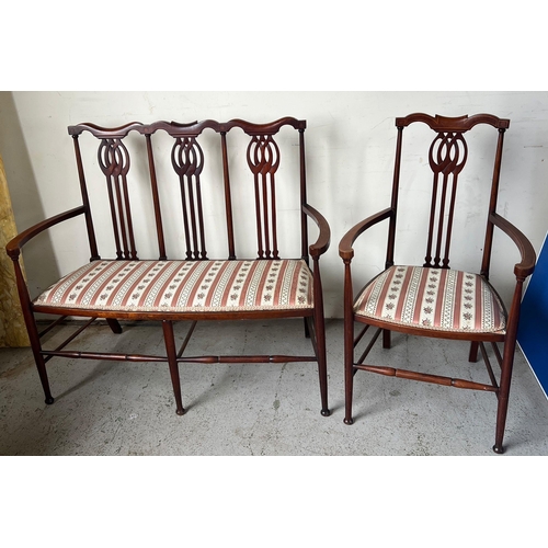 127 - An Edwardian parlour settee and chair