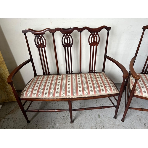 127 - An Edwardian parlour settee and chair