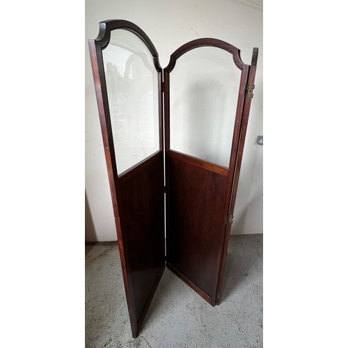 130 - Three panel room divider with glazed top (H181cm W56cm each panel)