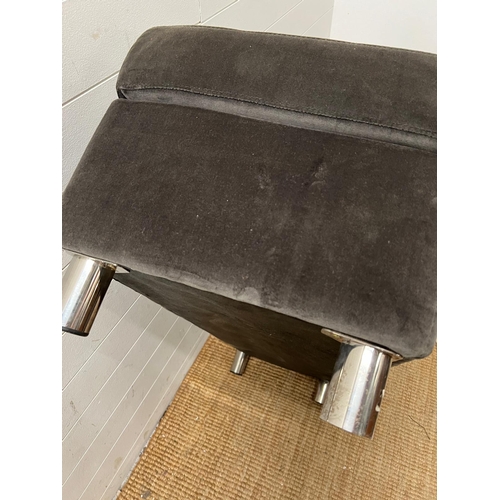 155 - A velvet ottoman with button back detail (H42cm W117cm D46cm)