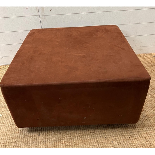 156 - A brown velvet square ottoman (H41cm SQ75cm)